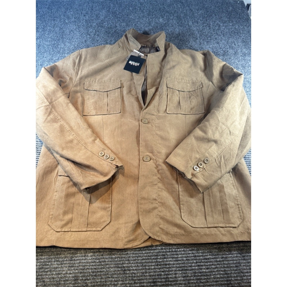 New‎ Botany 500 Brown Camel Tan Blazer Mens XL Coat Jacket Soft Faux Suede